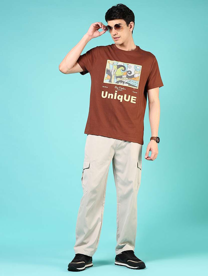 men front print round neck regular fit t-shirt - 21732139 -  Standard Image - 3