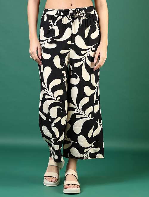 women printed mid rise straight palazzo - 21732141 - Standard Image - 0