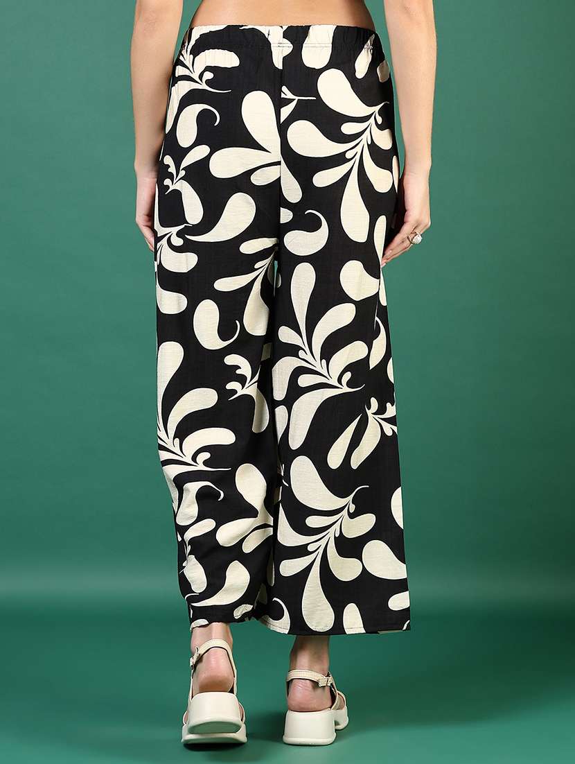 women printed mid rise straight palazzo - 21732141 - Standard Image - 3