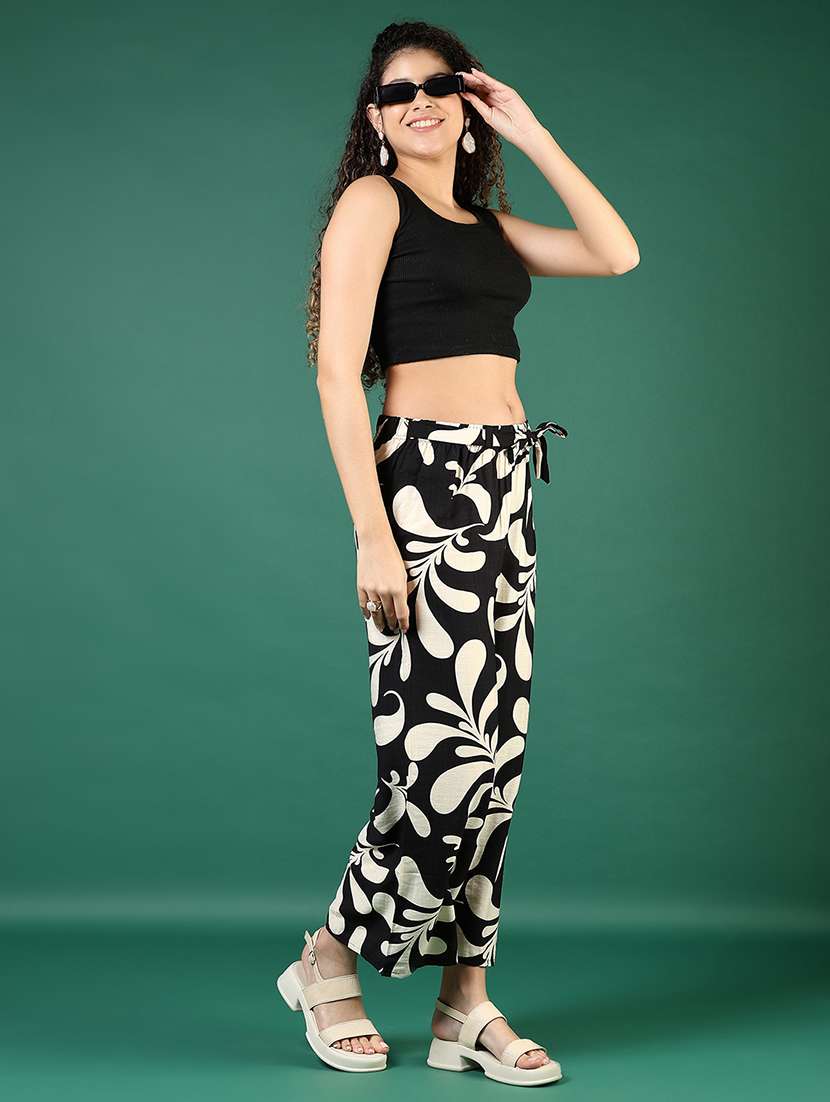 women printed mid rise straight palazzo - 21732141 - Standard Image - 5