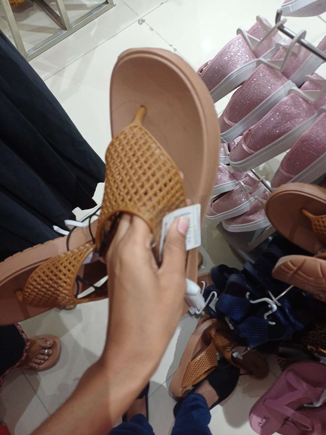 tan pvc flip flops - 21732145 -  Zoom Image - 0