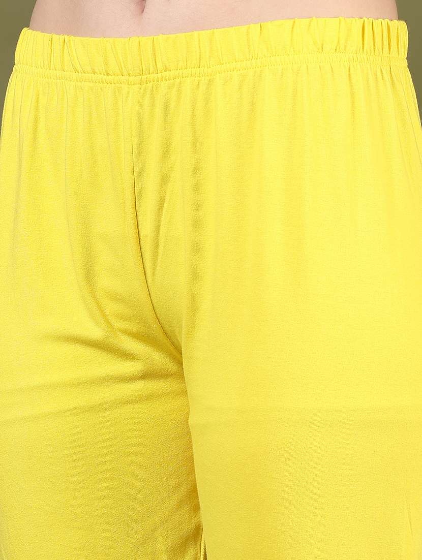 women yellow solid mid rise ankle length leggings - 21732153 -  Standard Image - 5
