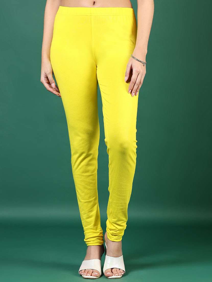 women solid mid rise full length legging