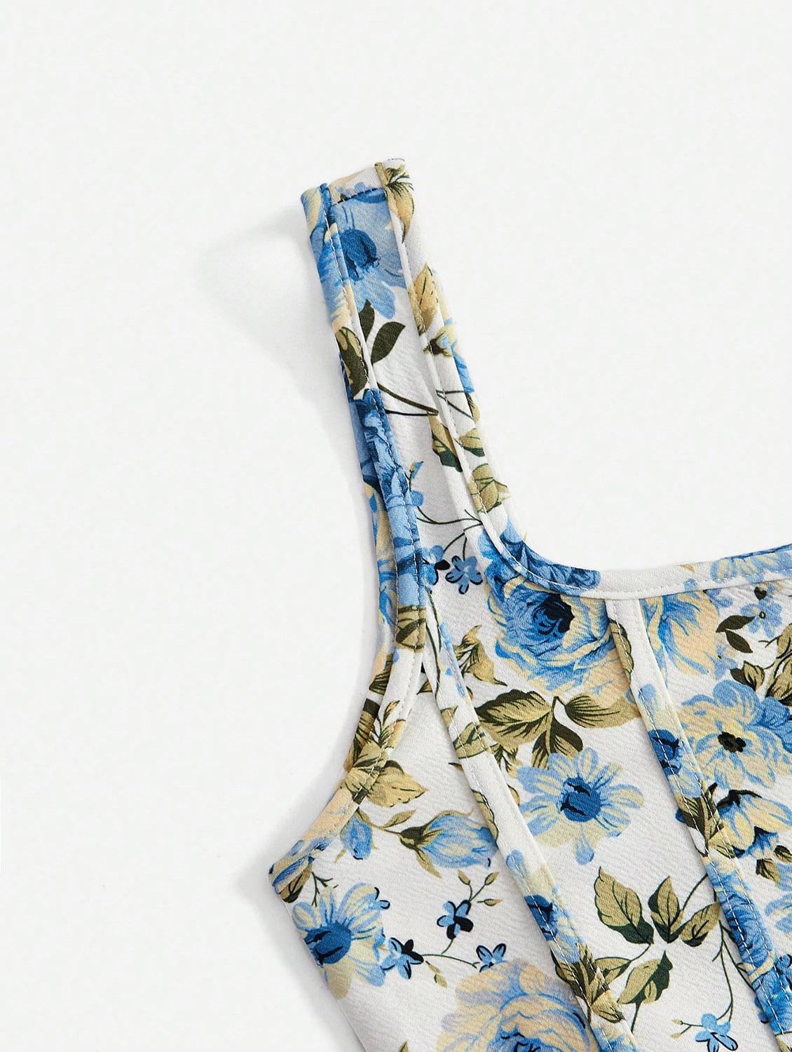 women floral print corset crop top - 21732300 - Standard Image - 3