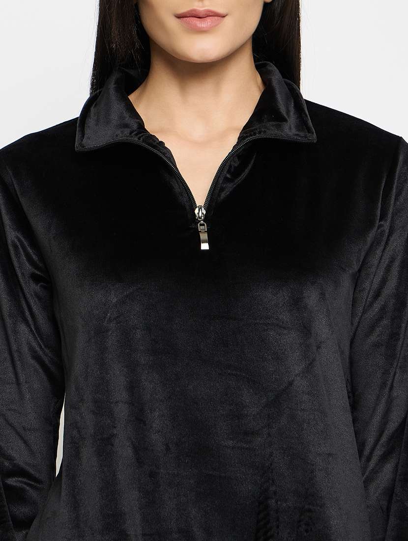 women solid velvet pyjama nightwear set - 21732308 -  Standard Image - 5