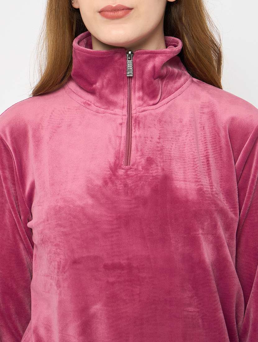 women solid velvet pyjama nightwear set - 21732311 -  Standard Image - 5