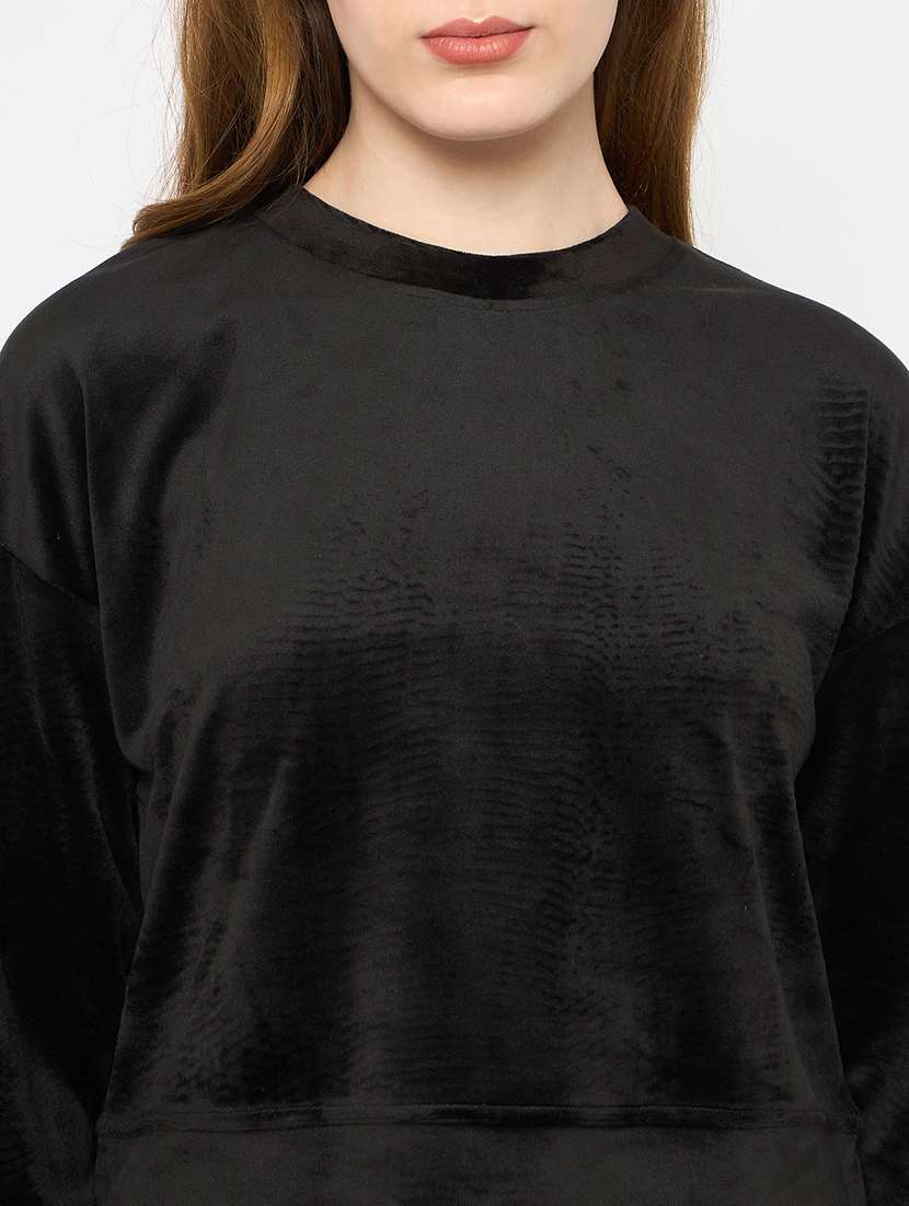 women solid velvet pyjama nightwear set - 21732313 -  Standard Image - 5