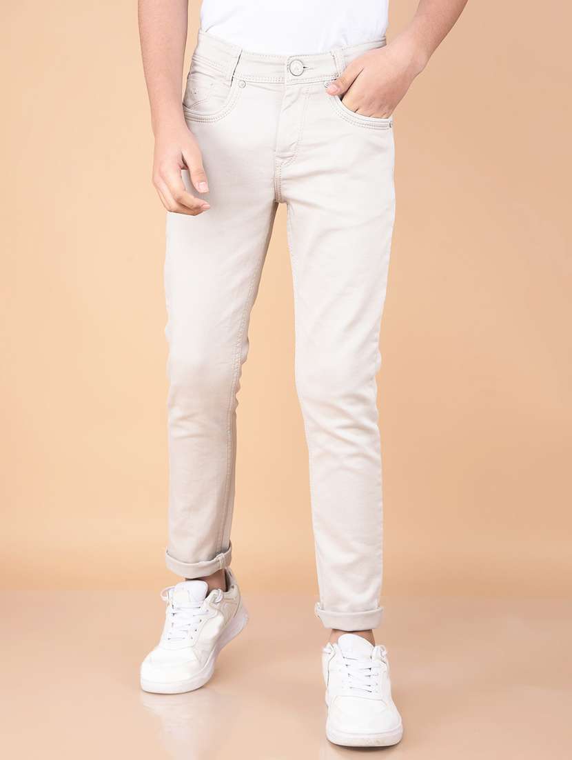 boys solid mid rise jeans