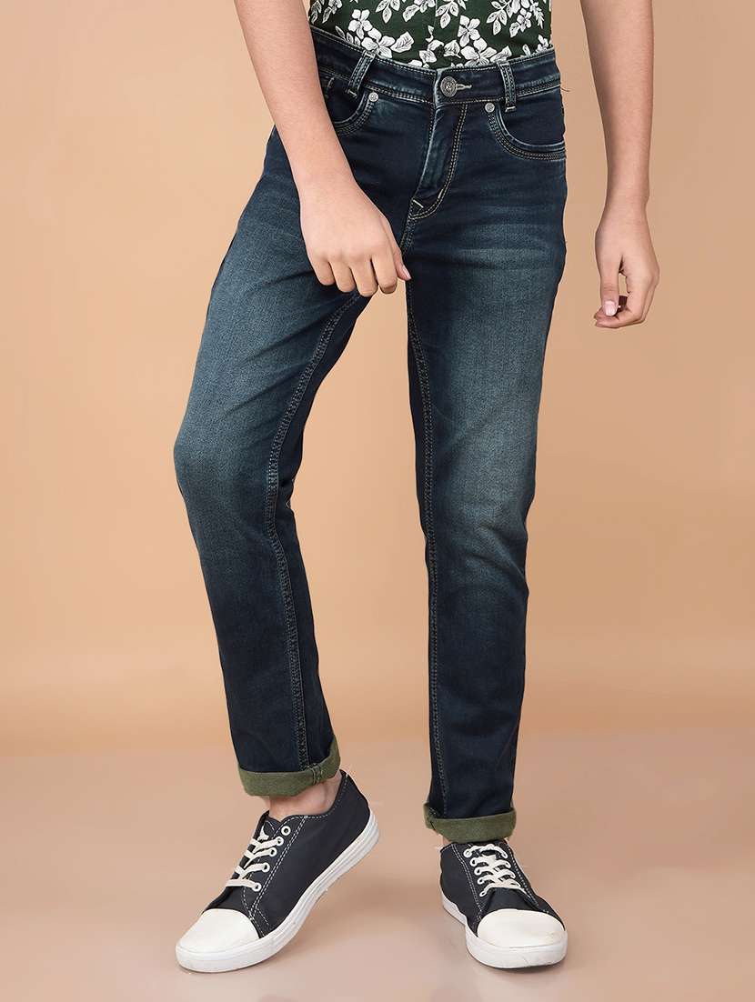 boys washed mid rise denim jeans