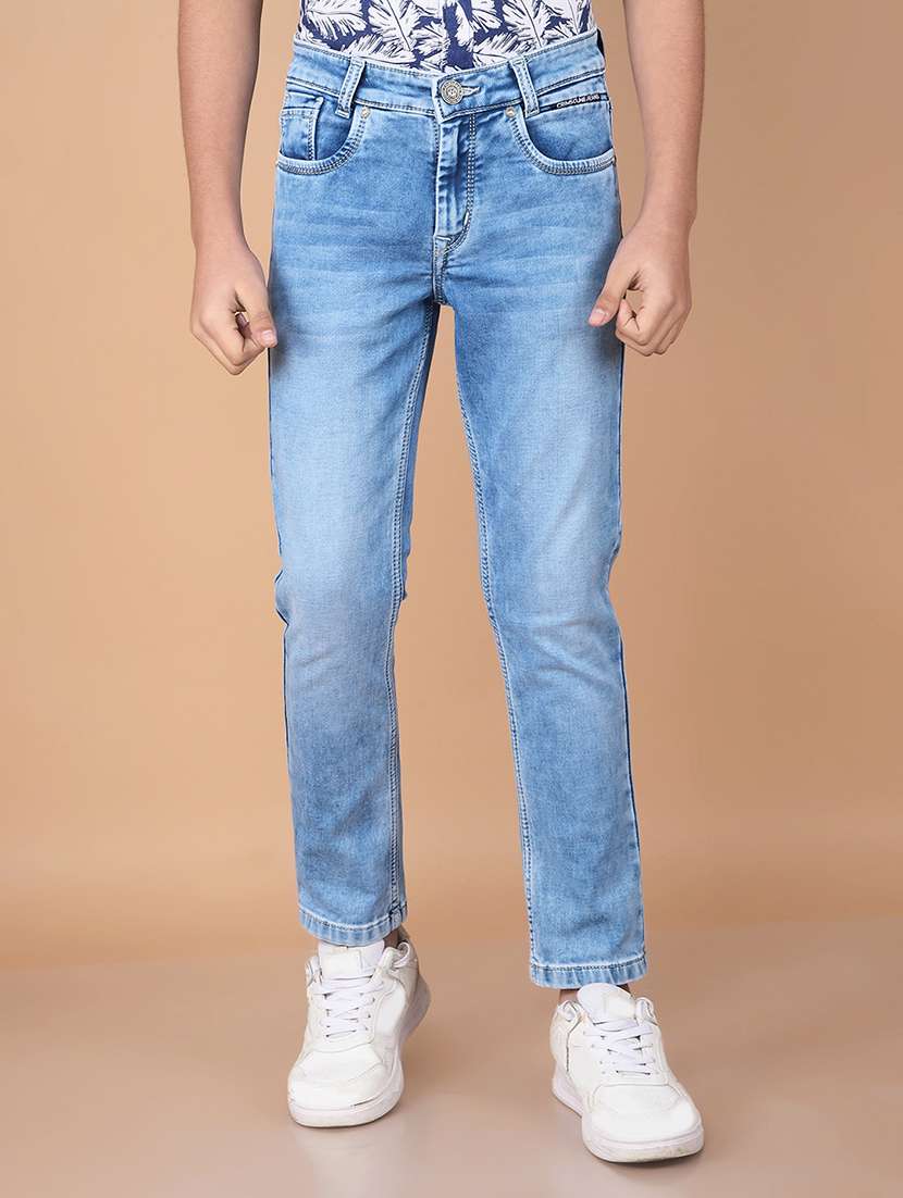 boys washed mid rise denim jeans