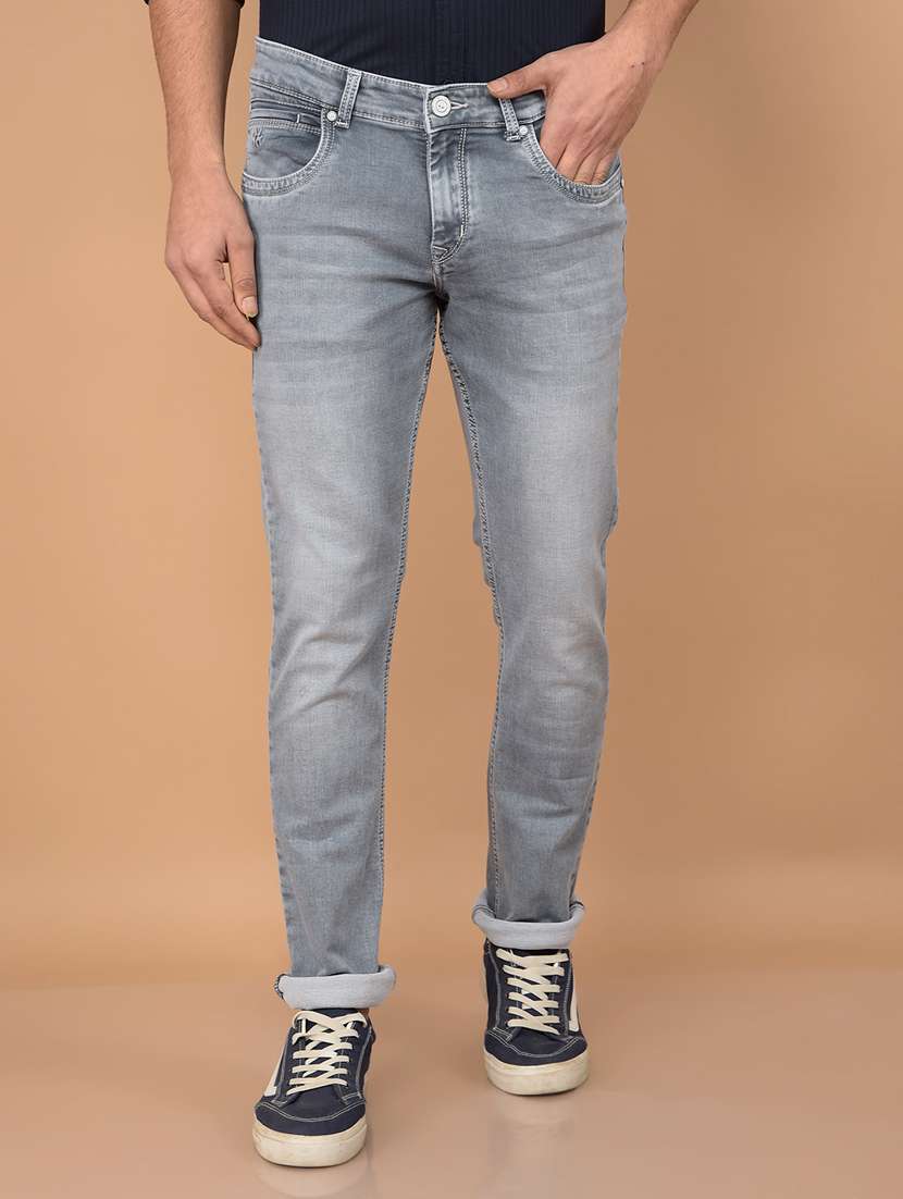 grey cotton blend jeans - 21732590 -  Zoom Image - 0