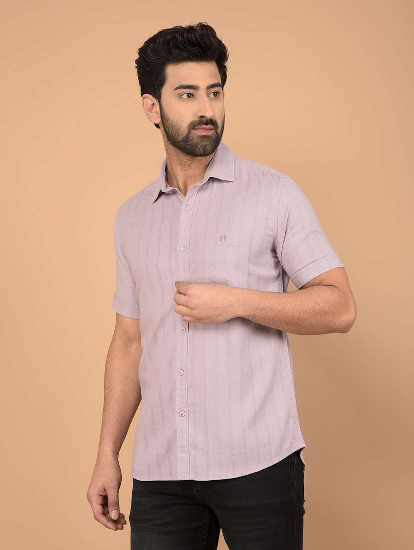 men short sleeves striped casual shirt