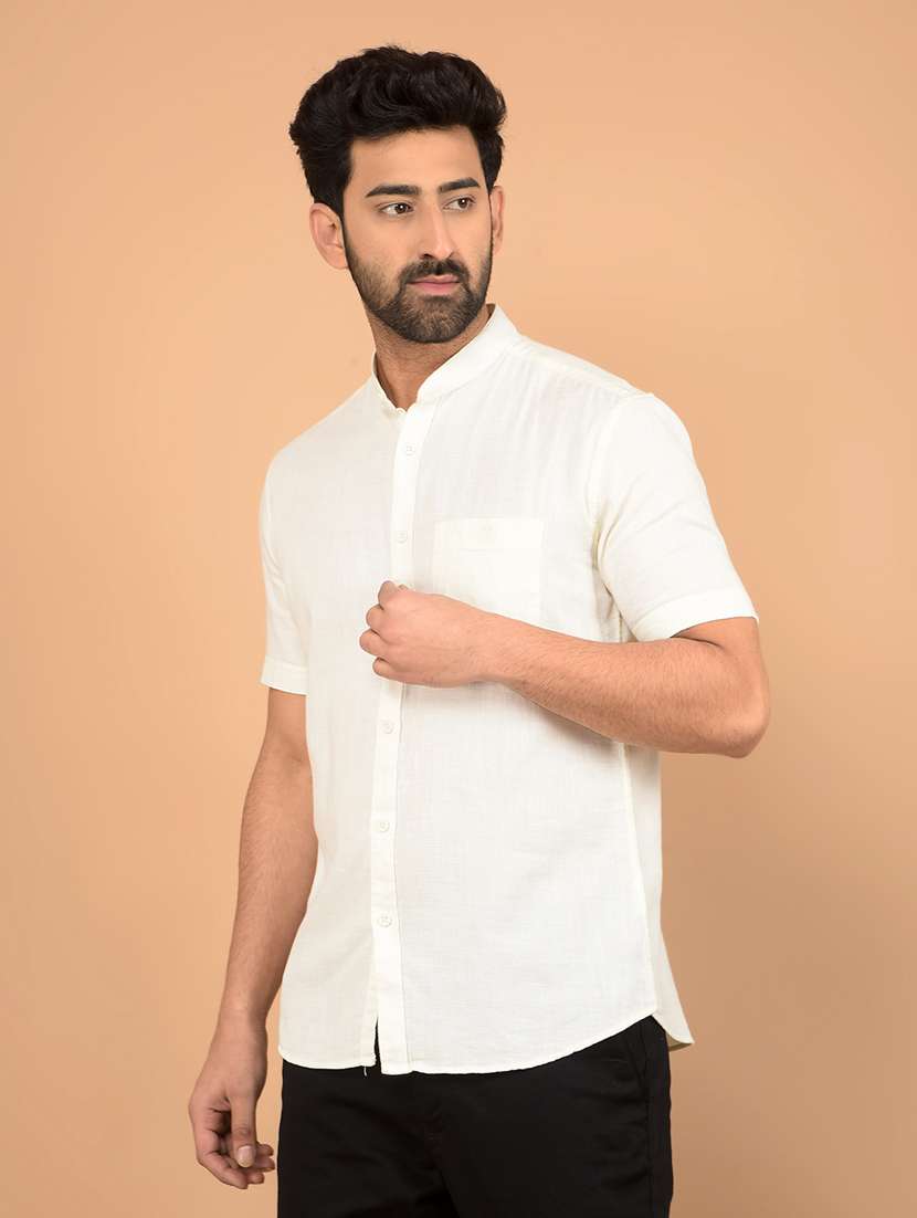 men short sleeves plain casual shirt