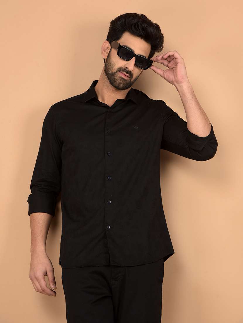 men long sleeves plain casual shirt