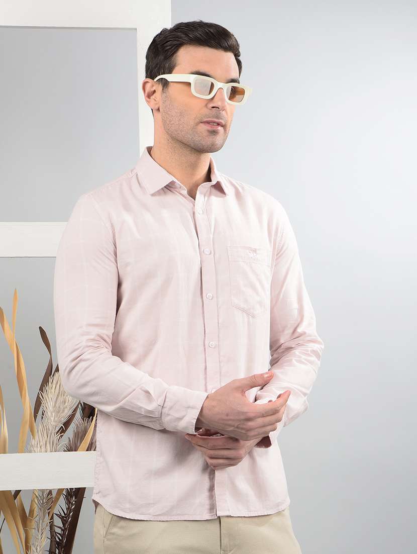 men long sleeves checkered casual shirt