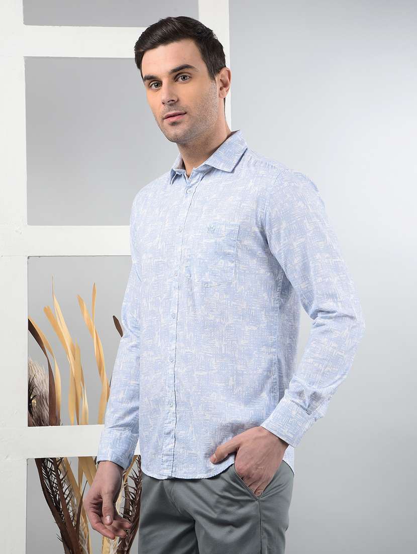 men long sleeves self design casual shirt