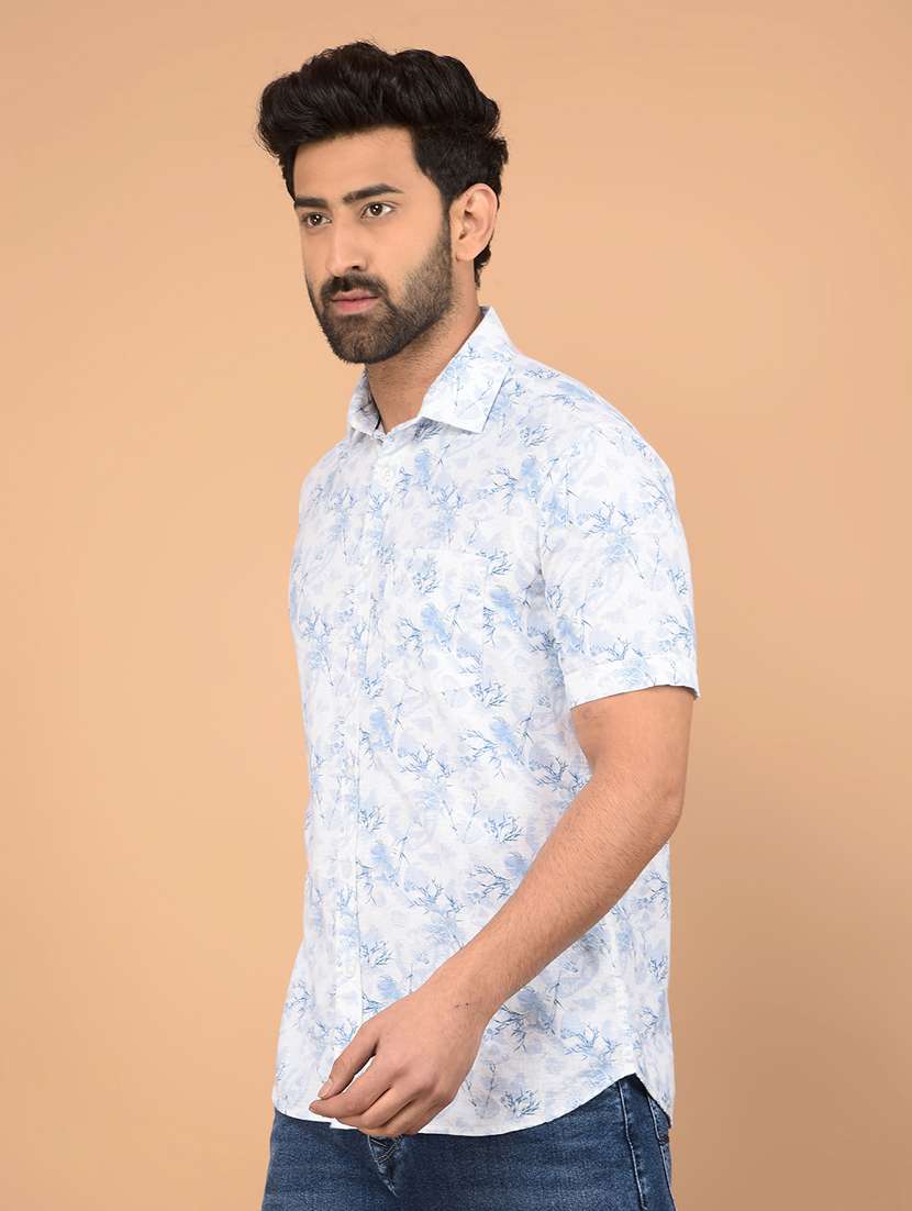 men short sleeves printed casual shirt
