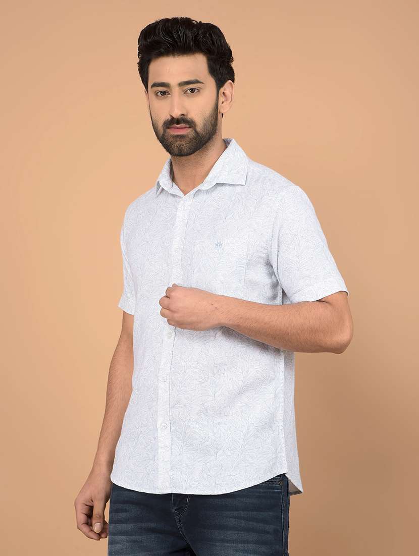 men short sleeves printed casual shirt