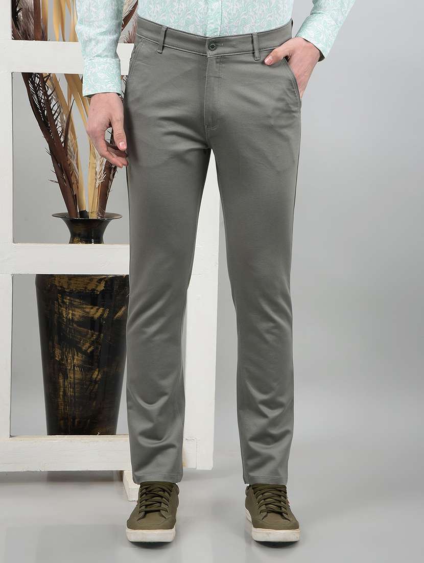 crimsoune club regular fit grey cotton trousers