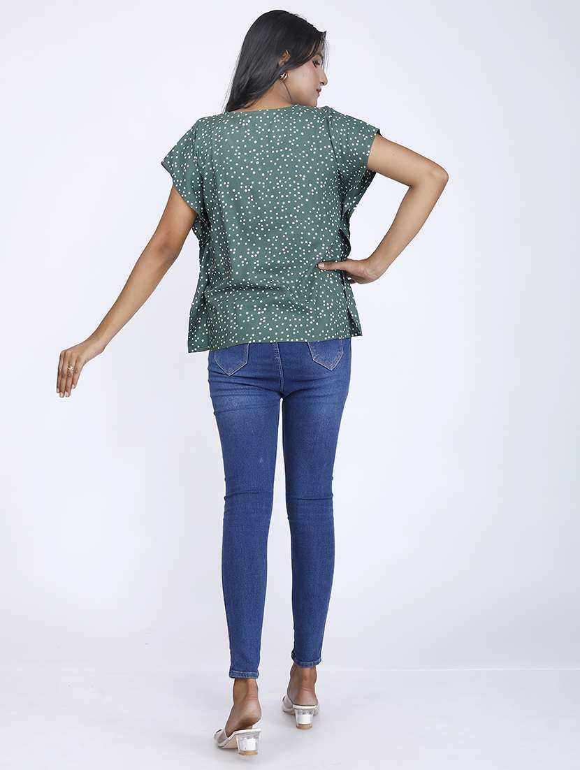 women green polka dot printed regular top - 21732760 -  Standard Image - 3