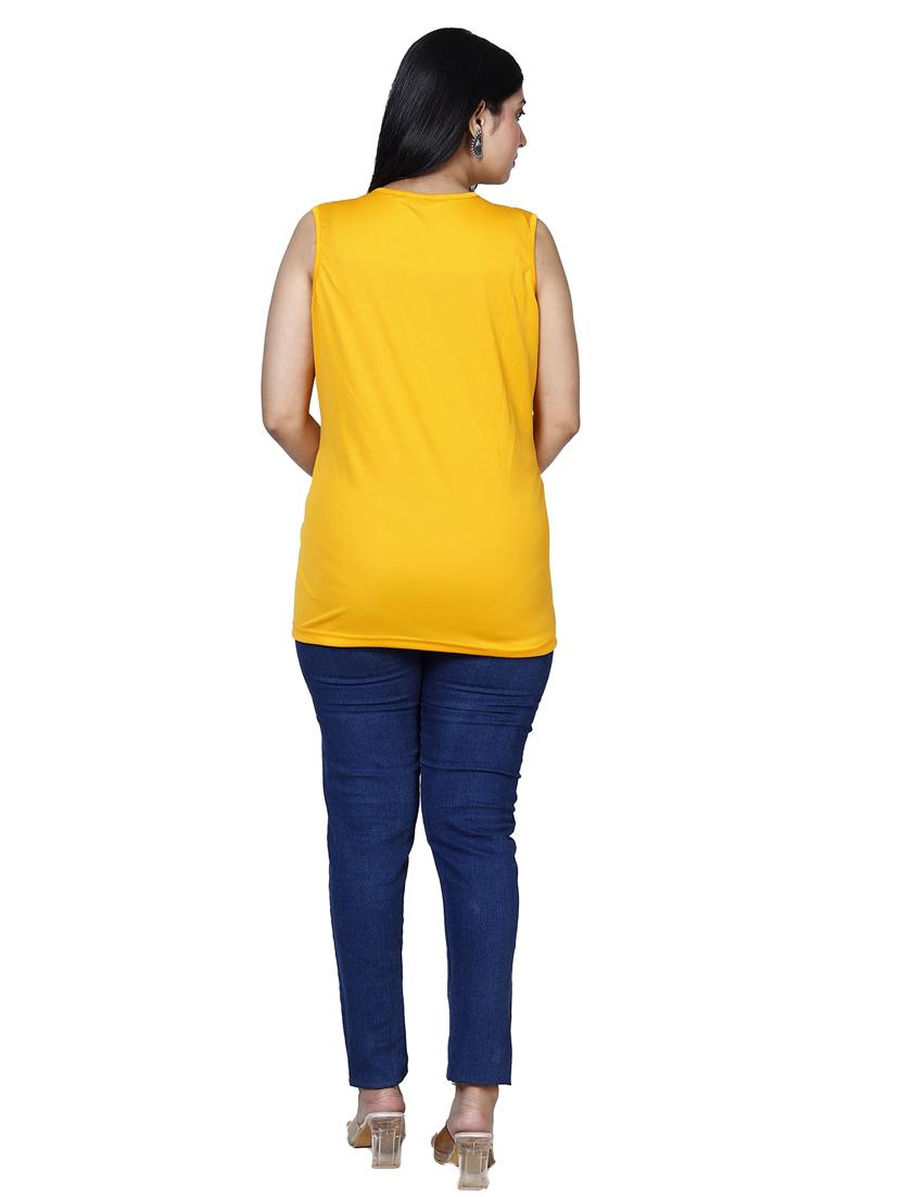 women yellow solid sleeveless top - 21732767 - Standard Image - 3