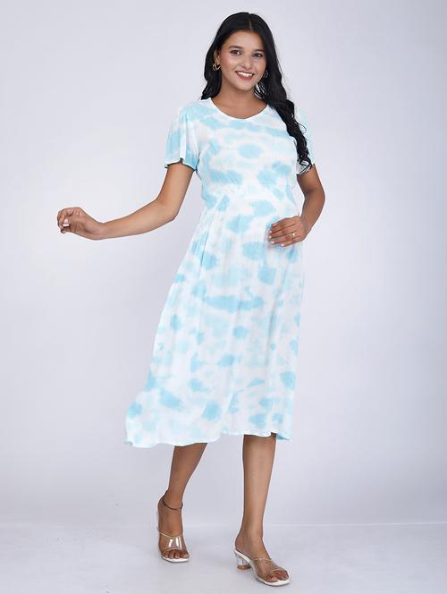 women light blue tie & dye maternity wear dress - 21732865 - Standard Image - 0