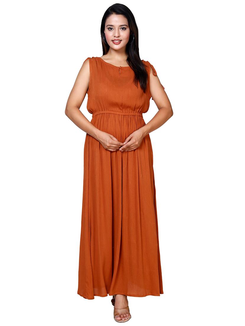 women black solid sleeveless a-line maxi dress - 21732871 - Zoom Image - 0