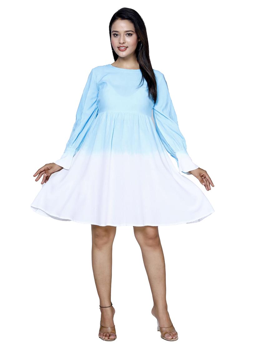 women tie & dye long sleeve fit & flare dress - 21732873 - Zoom Image - 0