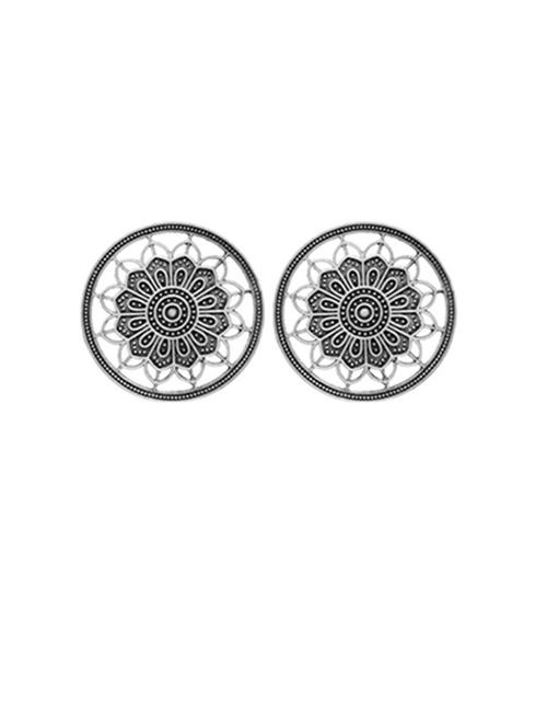silver-toned & silver-plated floral studs earrings - 21733256 - Standard Image - 0