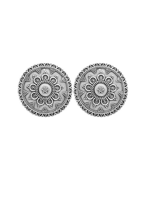 silver-toned & silver-plated floral studs earrings - 21733264 - Standard Image - 0