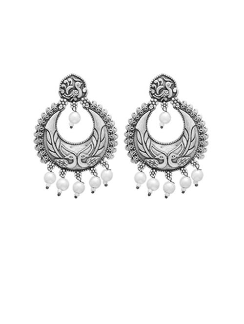 silver-toned & silver-plated oxidized chandballi earrings - 21733267 -  Standard Image - 0