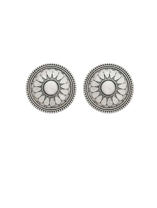 silver-toned & silver-plated oxidized studs earrings - 21733269 -  Standard Image - 0