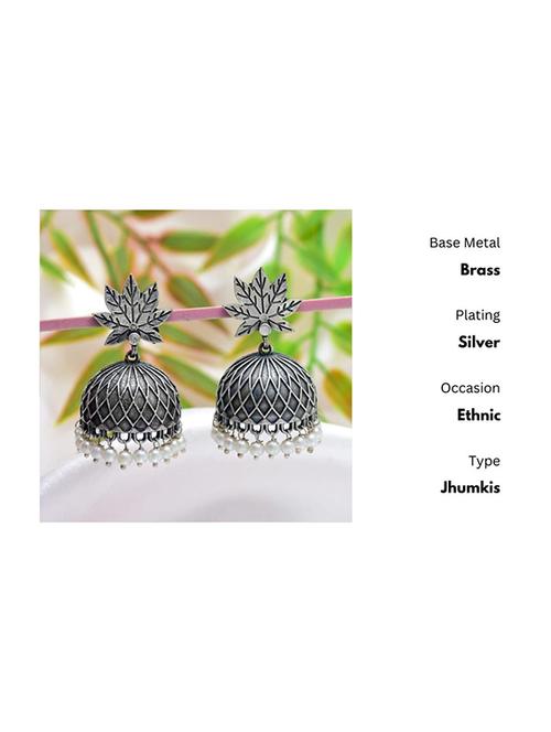 women silver brass jhumka earrings - 21733275 - Standard Image - 0