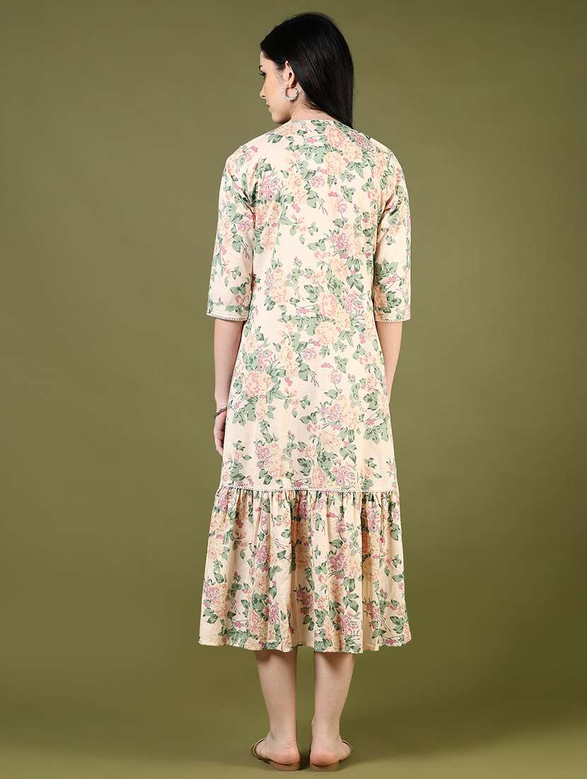women floral three quarter sleeve tiered dress - 21733392 -  Standard Image - 3