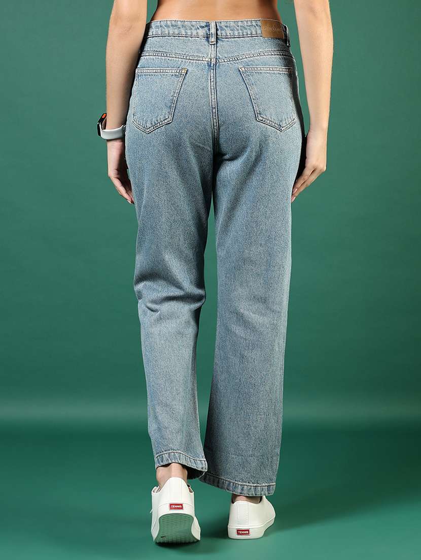 women distressed mid rise straight fit jean - 21733405 -  Standard Image - 3