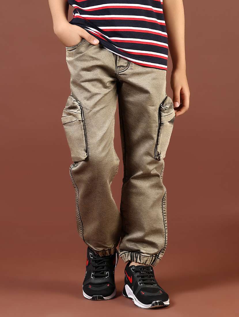 boys solid mid rise denim cargo - 21733442 -  Standard Image - 3