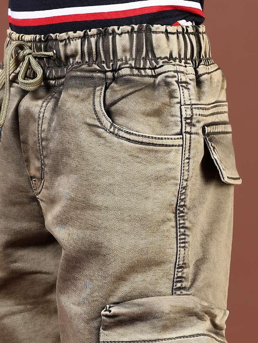 boys solid mid rise denim cargo - 21733442 -  Standard Image - 5