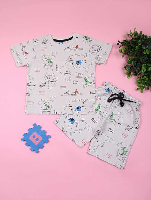 kids printed t-shirt and short co-ord set - 21733447 -  Standard Image - 0