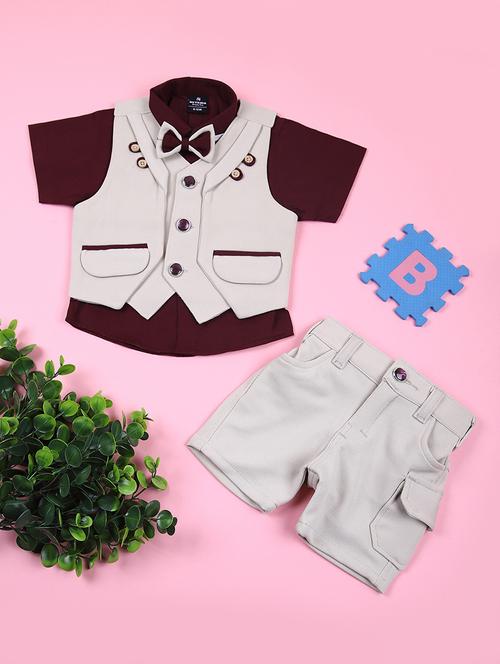 boys solid shirt and trouser with wasitcoat - 21733479 -  Standard Image - 0