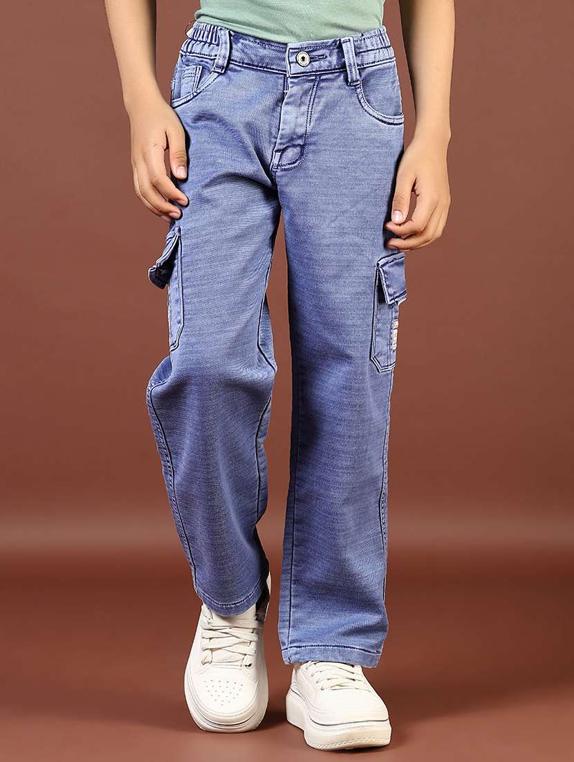 boys solid mid rise denim cargo - 21733483 - Zoom Image - 0