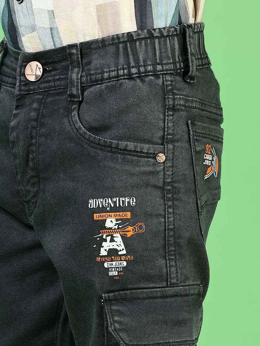 boys solid mid rise denim cargo - 21733493 -  Standard Image - 5