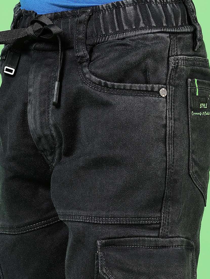 boys solid mid rise denim cargo - 21733498 -  Standard Image - 5