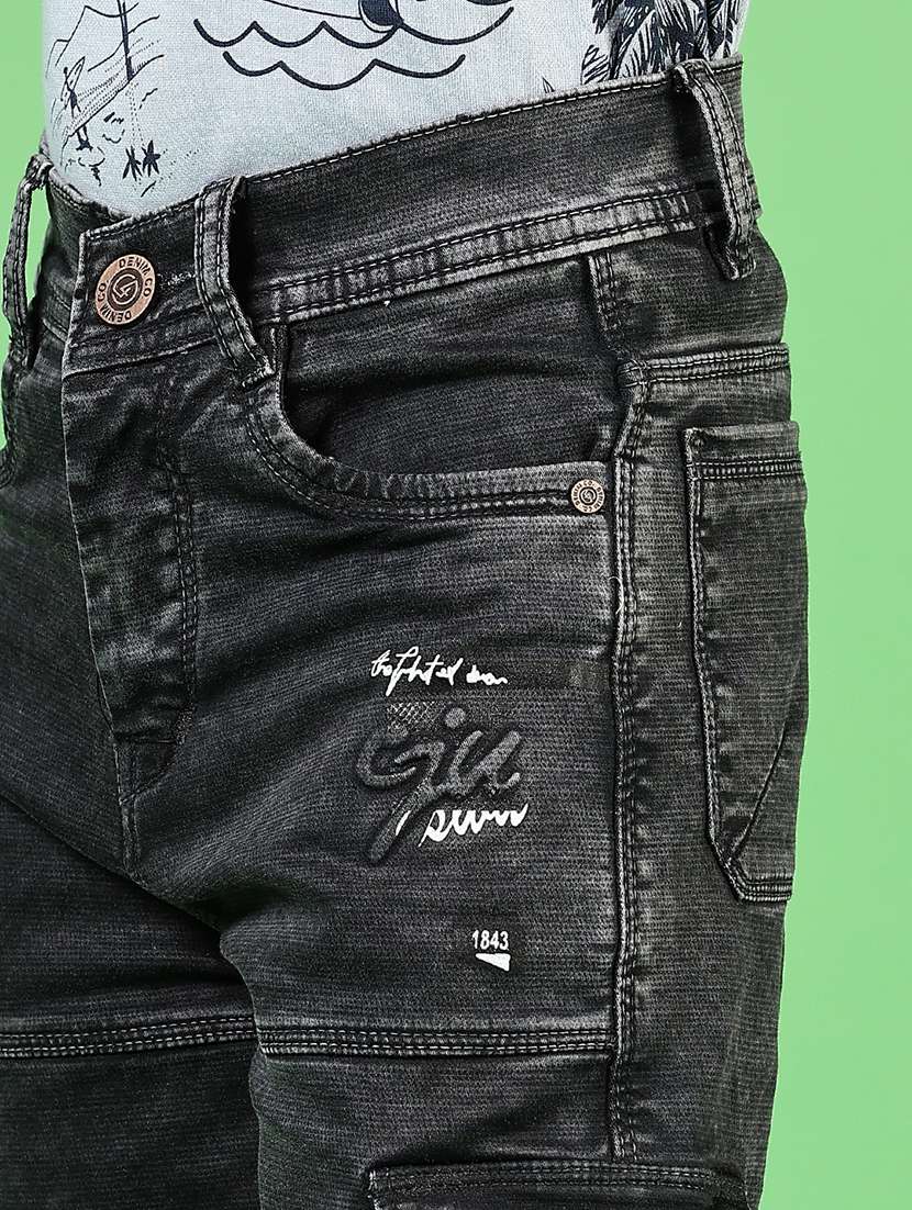 boys solid mid rise denim cargo - 21733502 -  Standard Image - 5
