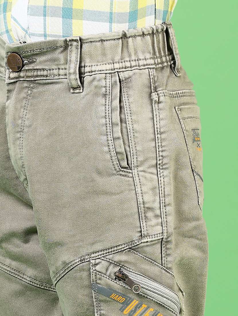 boys solid mid rise denim cargo - 21733505 -  Standard Image - 5