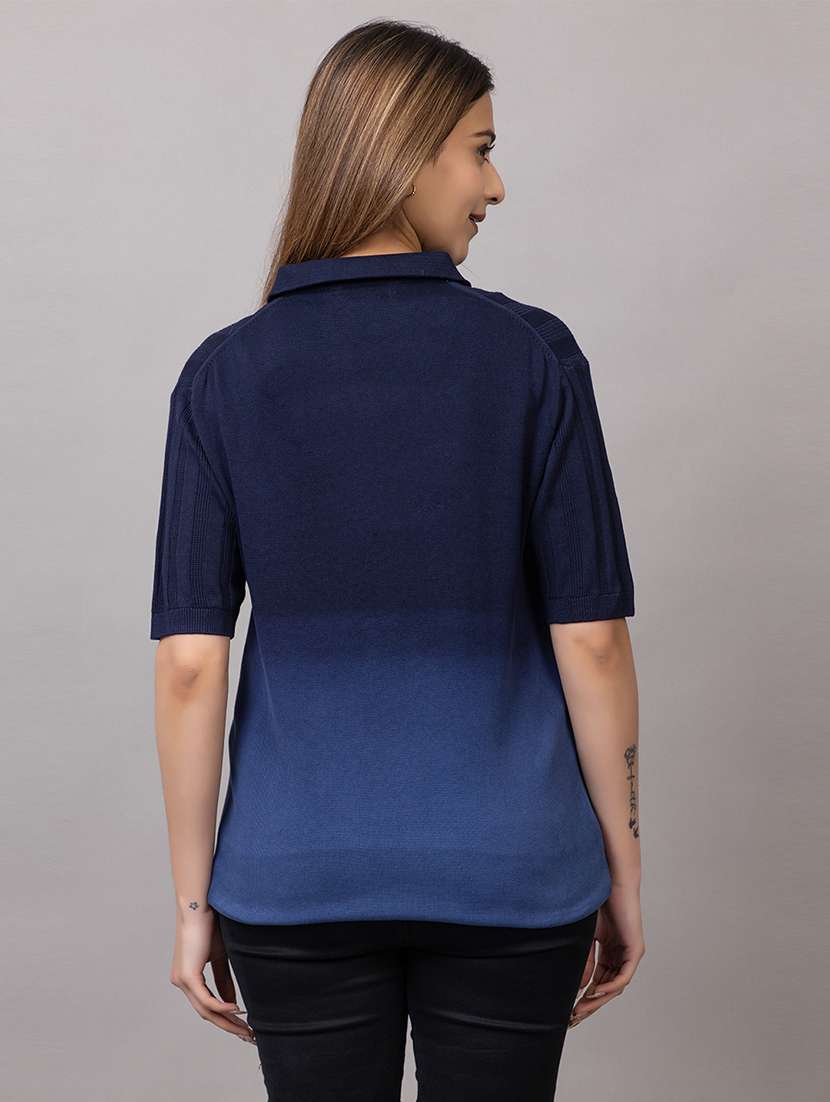 women ombre short sleeve polo t-shirt - 21733595 -  Standard Image - 3