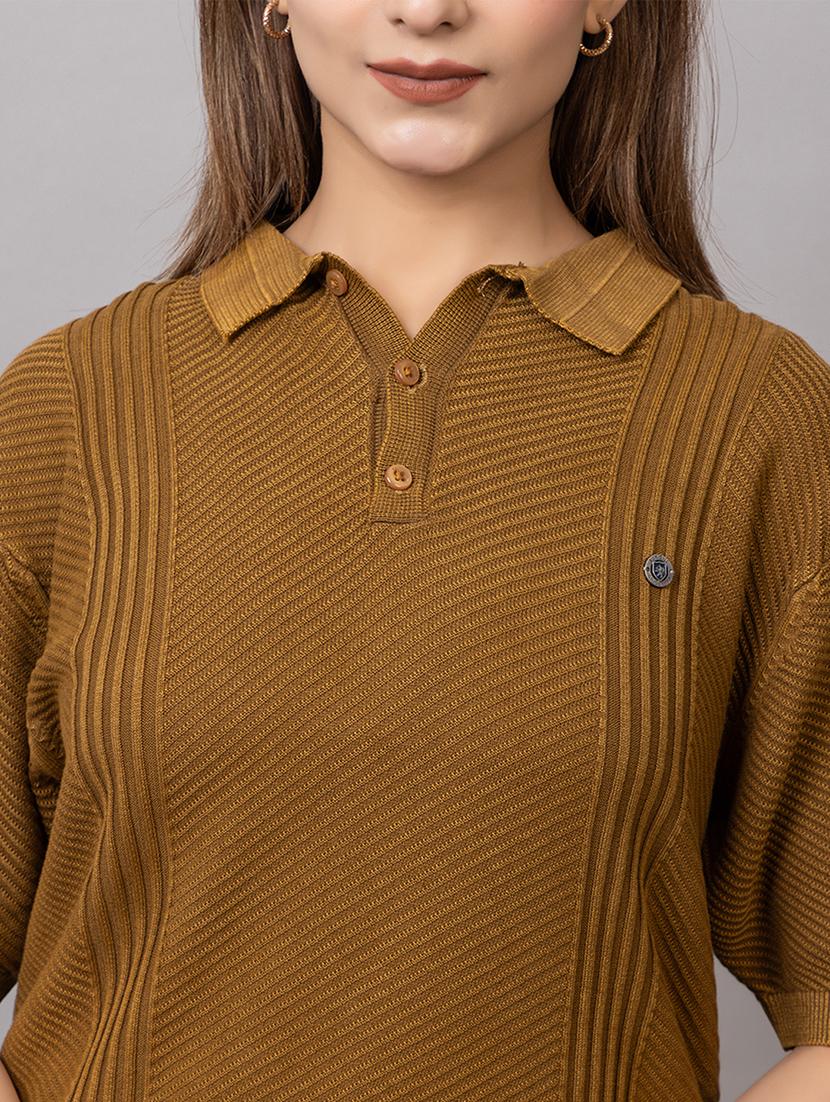 women self design short sleeve polo t-shirt - 21733599 - Standard Image - 5
