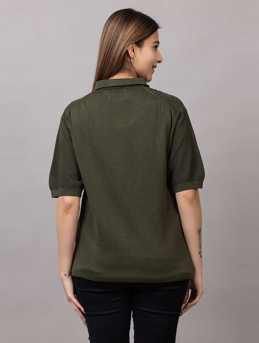 women self design short sleeve polo t-shirt - 21733601 - Standard Image - 3