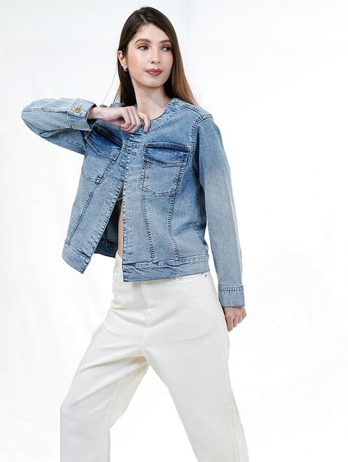 women blue long sleeve denim jacket - 21733635 -  Standard Image - 0