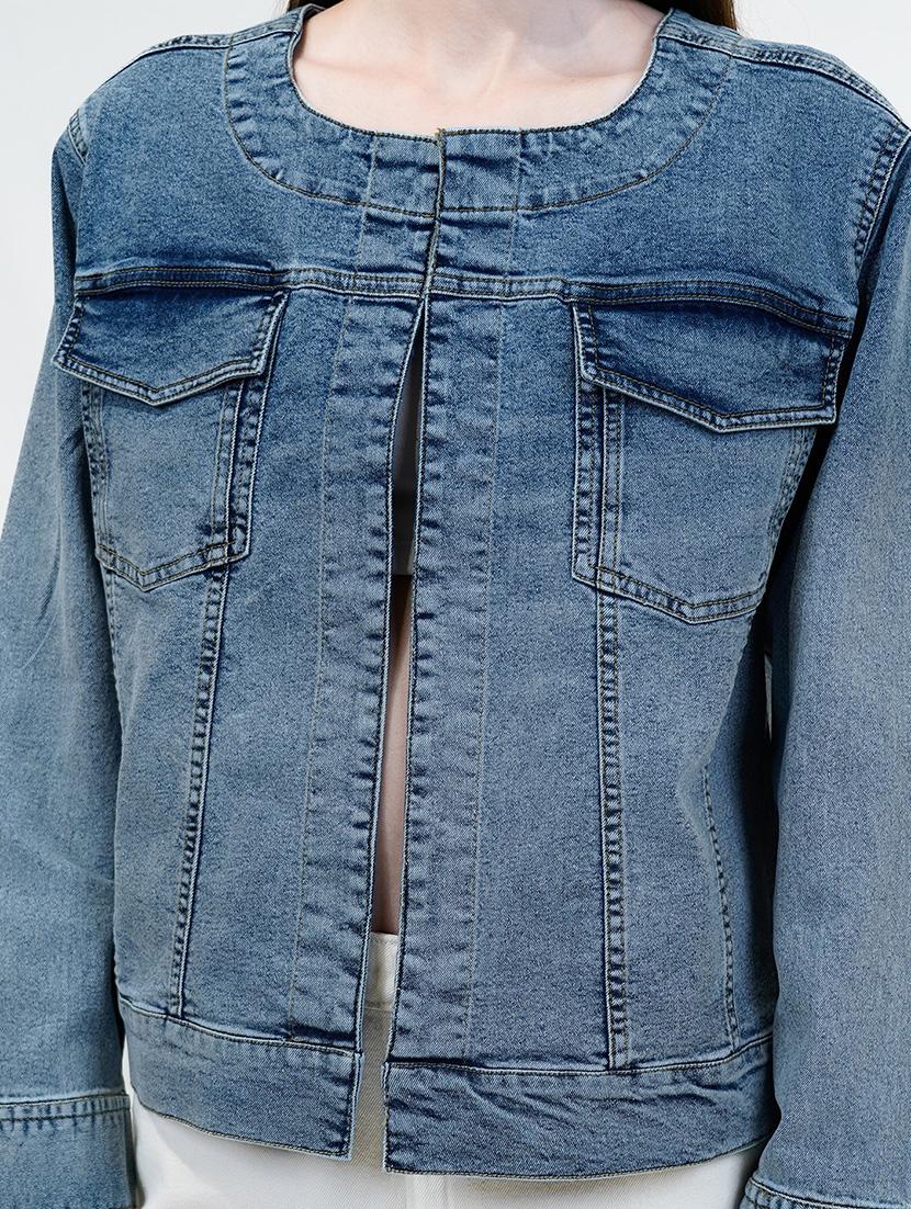 women blue long sleeve denim jacket - 21733635 - Standard Image - 5