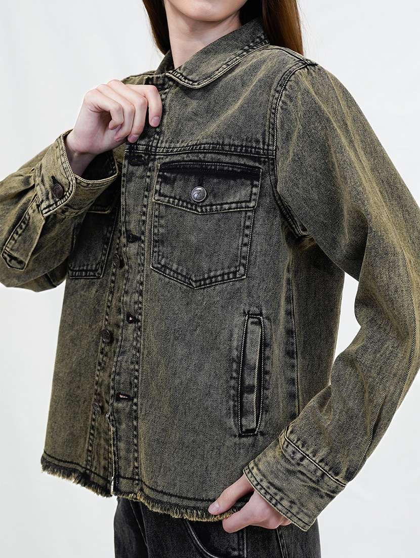 women black long sleeve denim jacket - 21733637 - Standard Image - 5